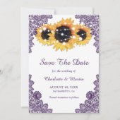 Save The Date Élégant Mariage de tournesol violet rustique (Devant)