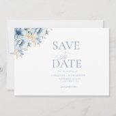 Save The Date Élégant Mariage de trame géométrique Floral bleu (Devant)