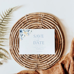 Save The Date Élégant Mariage de trame géométrique Floral bleu