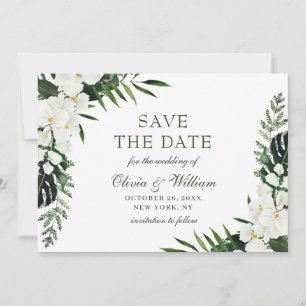 Save The Date Elégant Mariage de verdure Bohème Orchidée Blanche