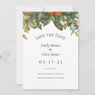 Save The Date Élégant Mariage de verdure des agrumes botaniques