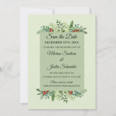 Save The Date Élégant Mariage d'hiver Noël Fête Florale (Devant)