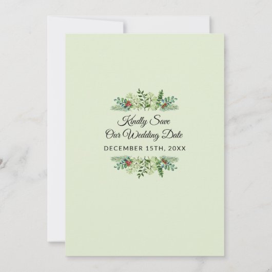 Save The Date Élégant Mariage d'hiver Noël Fête Florale (Dos)