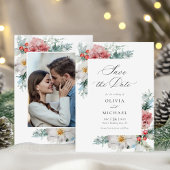 Save The Date Élégant Mariage d'hiver Photo de Noël