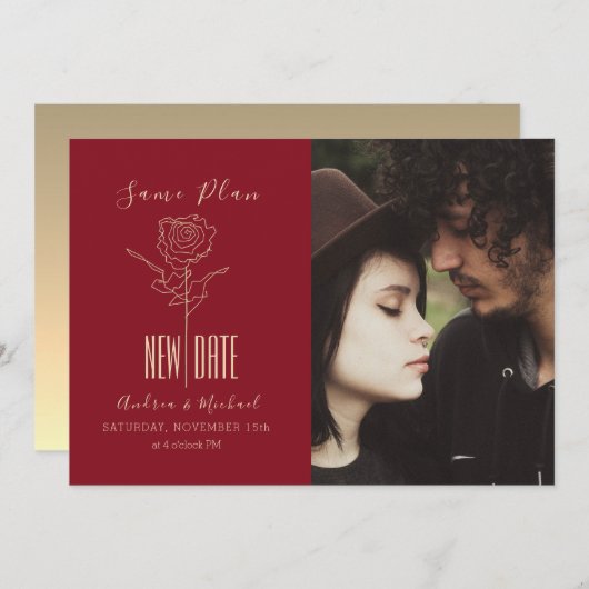 Save The Date Élégant Mariage différé de script moderne (Devant / Derrière)