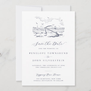 Save The Date Élégant Mariage d'illustration de l'Ancre de plage
