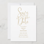 Save The Date Élégant Mariage d'or de script moderne (Devant)