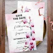 Save The Date Élégant Mariage d'orchidées de papillon rose flora