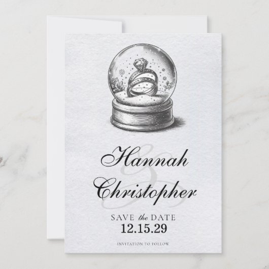Save The Date Élégant Mariage du Globe des neiges (Devant)
