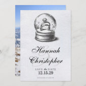 Save The Date Élégant Mariage du Globe des neiges (Devant / Derrière)