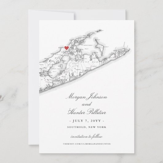 Save The Date Elégant Mariage du Yacht Club Peconic Bay (Devant)