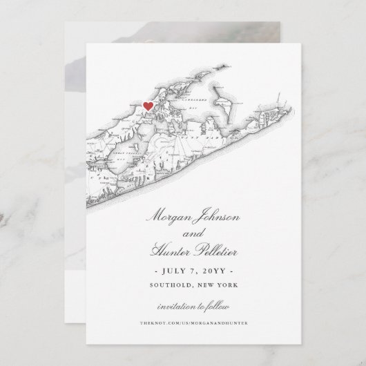 Save The Date Elégant Mariage du Yacht Club Peconic Bay (Devant / Derrière)