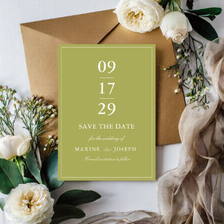 Save The Date Élégant mariage écriture vert olive