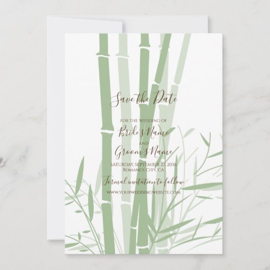 Save The Date Elégant Mariage En Bambou Oriental Enregistrer La (Devant)