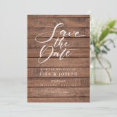 Save The Date Élégant mariage en bois rustique  (Debout devant)