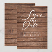 Save The Date Élégant mariage en bois rustique  (Devant / Derrière)