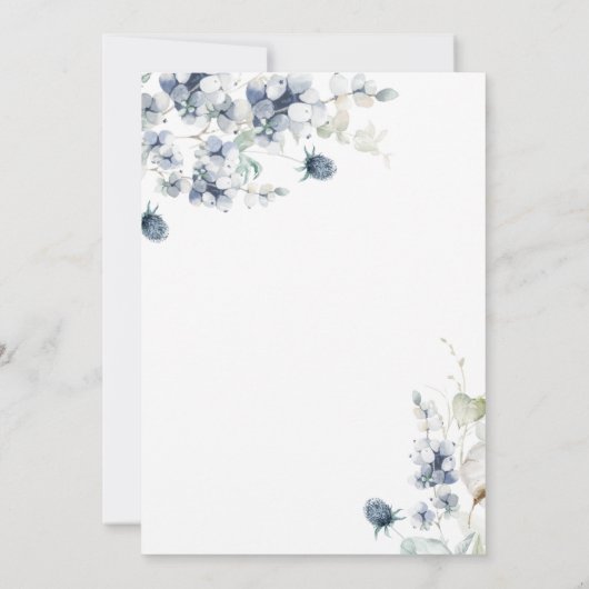 Save The Date Elégant mariage en feuillage bleu Dusty Enregistre (Dos)