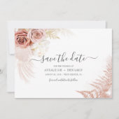 Save The Date Élégant Mariage en terracotta en laiton Pampas (Devant)