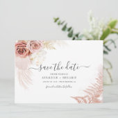 Save The Date Élégant Mariage en terracotta en laiton Pampas (Debout devant)
