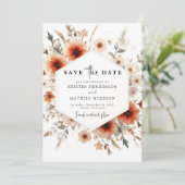 Save The Date Elégant Mariage en terre cuite aquarelle (Debout devant)