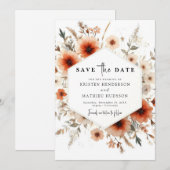 Save The Date Elégant Mariage en terre cuite aquarelle (Devant / Derrière)