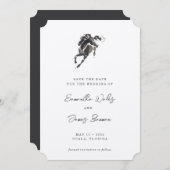 Save The Date Elégant Mariage équestre classe aquarelle (Devant / Derrière)