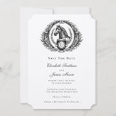 Save The Date Élégant Mariage Equestre Formel Monogram Crest (Devant)