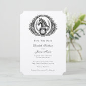 Save The Date Élégant Mariage Equestre Formel Monogram Crest (Debout devant)