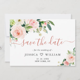 Save The Date Élégant Mariage Eucalyptus Blush Fleurs Roses