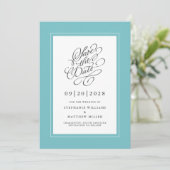 Save The Date Élégant Mariage Fiançailles Calligraphie Script Aq (Debout devant)