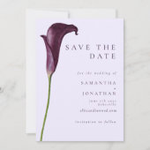Save The Date Élégant mariage fleur de lys calla pourpre (Devant)