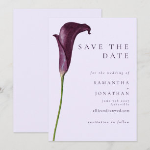 Save The Date Élégant mariage fleur de lys calla pourpre