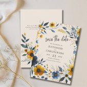 Save The Date Élégant Mariage Fleur sauvage beige