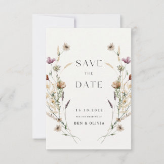 Save The Date Élégant mariage Fleur sauvage Enregistrer les cart