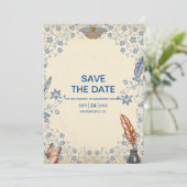 Save The Date Élégant Mariage floral (Debout devant)