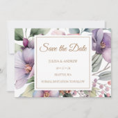 Save The Date Elégant mariage floral aquarelle (Devant)