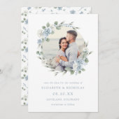 Save The Date Elégant Mariage floral aquarelle (Devant / Derrière)