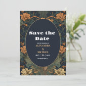 Save The Date Élégant Mariage Floral Art Nouveau (Debout devant)