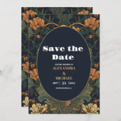 Save The Date Élégant Mariage Floral Art Nouveau (Devant / Derrière)
