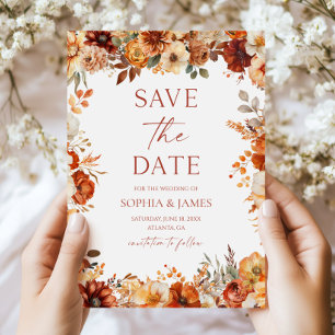 Save The Date Élégant Mariage Floral Automne Rustique