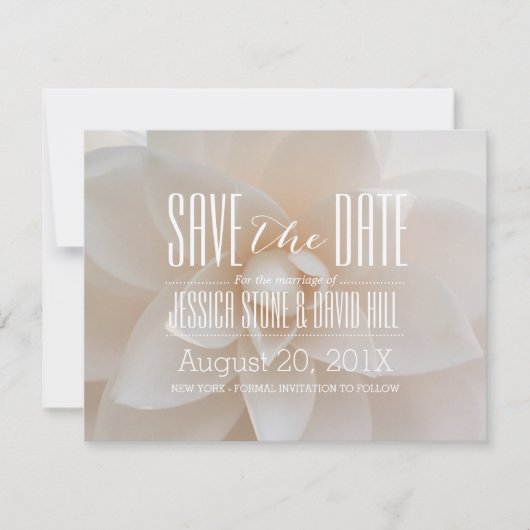 Save The Date Elégant Mariage floral blanc Sauvons la date (Devant)