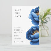 Save The Date Elégant Mariage floral bleu marine (Debout devant)