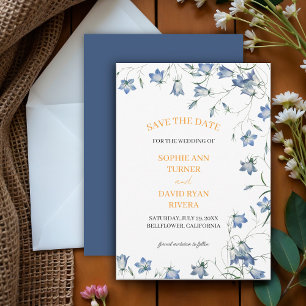 Save The Date Élégant Mariage Floral Blue Bellflower