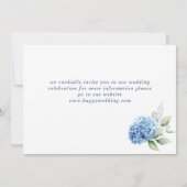 Save The Date Élégant Mariage floral Blue Hydrangea (Dos)