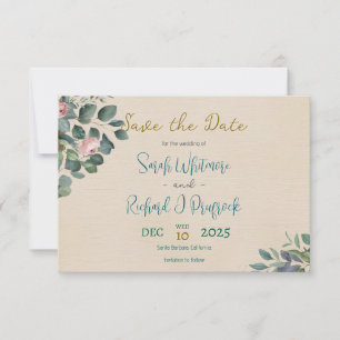 Save The Date Élégant Mariage floral Blush & Sage