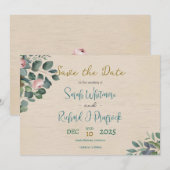 Save The Date Élégant Mariage floral Blush & Sage (Devant / Derrière)