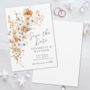 Save The Date Élégant Mariage Floral Botanique Fleurs Sauvages A