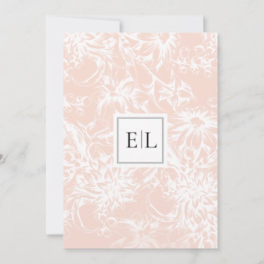 Save The Date Élégant Mariage floral brillant Monogram (Dos)