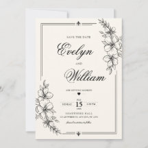Élégant Mariage Floral Calligraphie Moderne