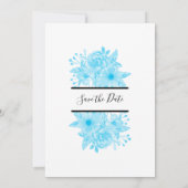 Save The Date Elégant Mariage floral couleur bleu (Dos)